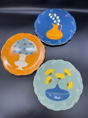 Creative Co-op Set of 3 Salad Plates 9" Rippled Edge
